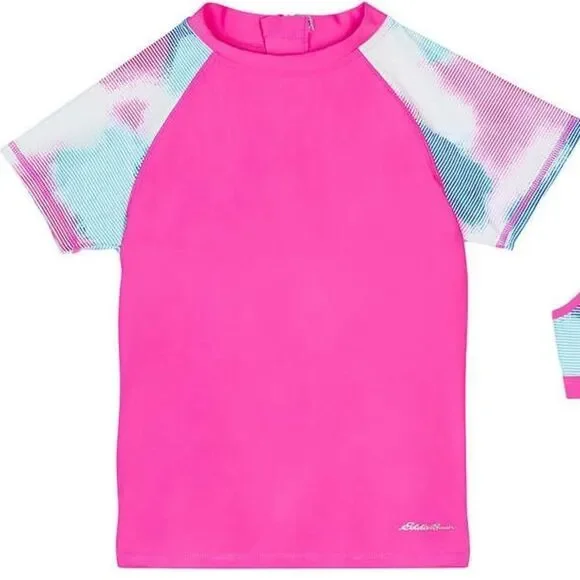 NEW! NWT EDDIE BAUER Youth Girls 4 Piece Reversible Swim Set in Pink Multi - Picture 2 of 8